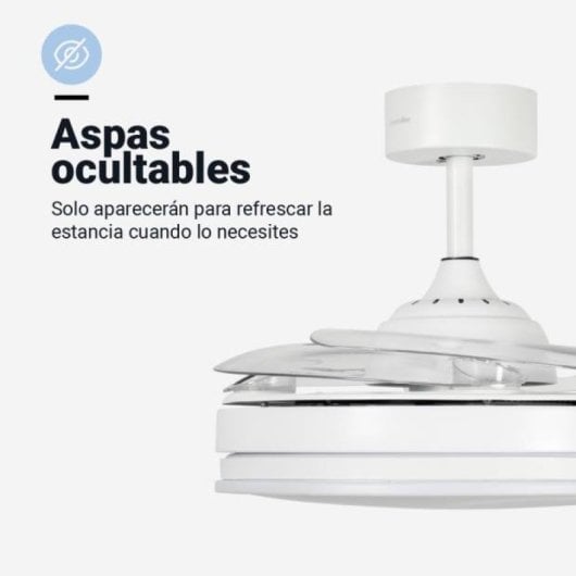 Ventilatore da Soffitto Universale Blu Tuvalu 6036W con Pale Nascoste e Wifi 106cm 35W Bianco