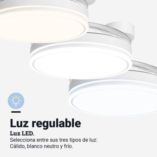 Ventilatore da Soffitto Universale Blu Tuvalu 6036W con Pale Nascoste e Wifi 106cm 35W Bianco