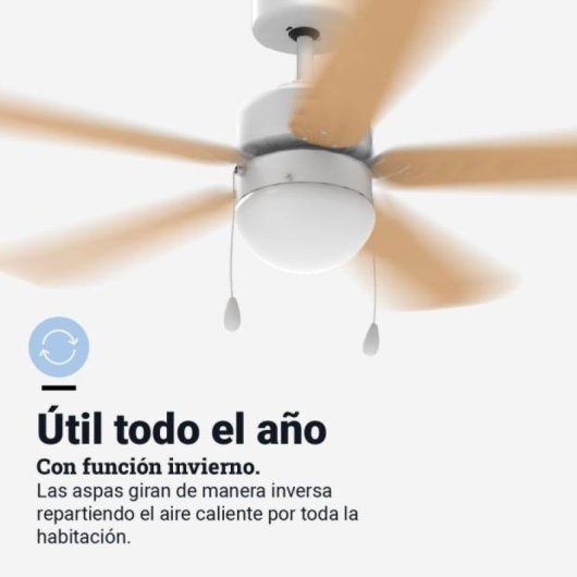 Universal Blue Etesios 6052W Ventoinha de Teto Branca de Pás Reversíveis 132cm 60W Madeira/Branca