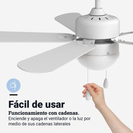 Universal Blue Etesios 6052W Ventoinha de Teto Branca de Pás Reversíveis 132cm 60W Madeira/Branca
