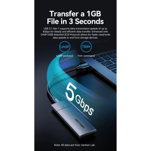Vention KPEH0 Caixa Externa Alumínio para Disco SSD Externo M.2 SATA USB 3.1