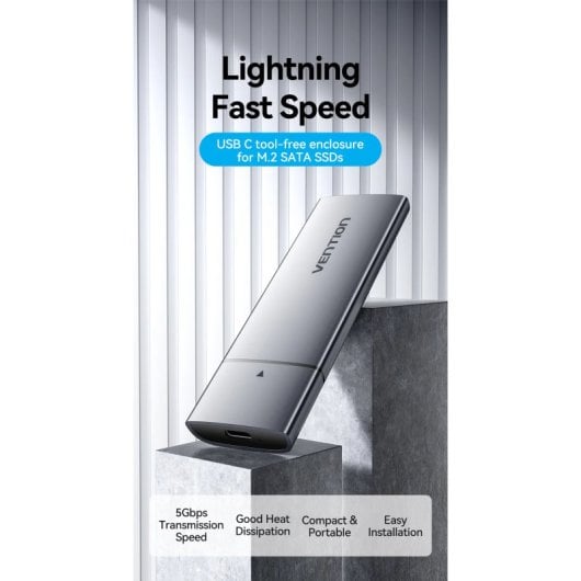 Vention KPEH0 Caixa Externa Alumínio para Disco SSD Externo M.2 SATA USB 3.1