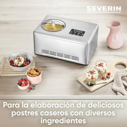 Severin EZ 7406 Heladera 2 en 1 con Función Yogur 2 Recipientes 4L (2+2) 180W Acero Inoxidable