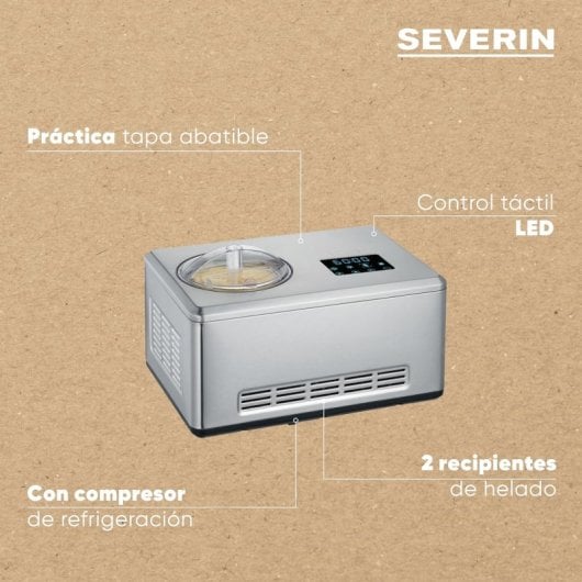 Severin EZ 7406 Heladera 2 en 1 con Función Yogur 2 Recipientes 4L (2+2) 180W Acero Inoxidable