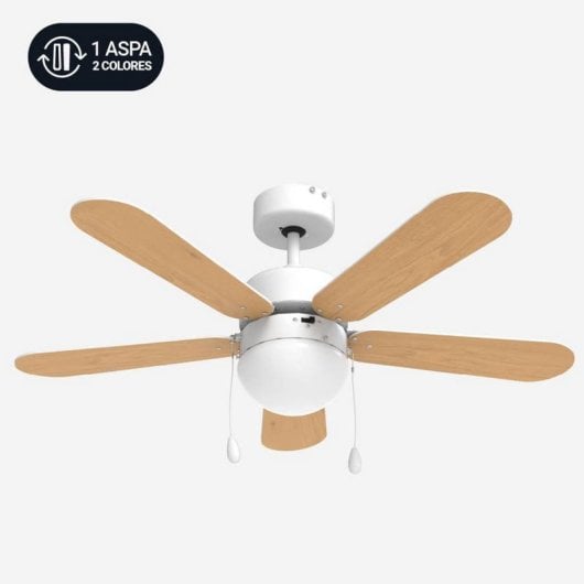 Universal Blue Etesios 6042W Ventilador de Techo con Aspas Reversibles 50W Blanco/Madera