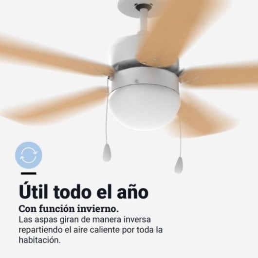 Universal Blue Etesios 6042W Ventilador de Techo con Aspas Reversibles 50W Blanco/Madera