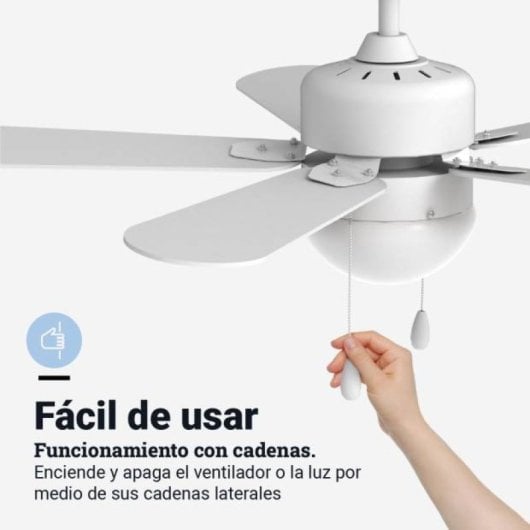 Universal Blue Etesios 6042W Ventilador de Techo con Aspas Reversibles 50W Blanco/Madera