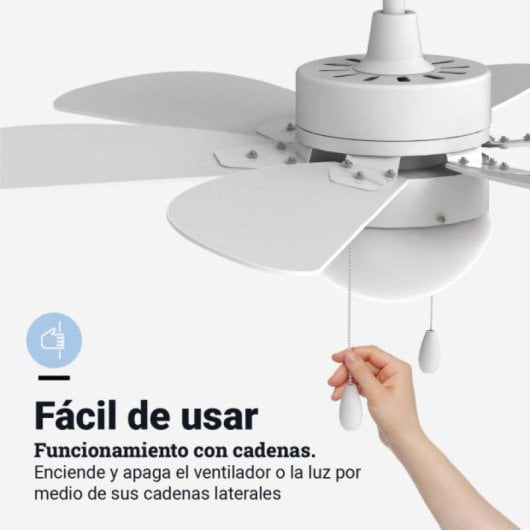 Universal Blue Geneva 6030W Ventilador de Techo con Luz y Aspas Reversibles 76cm 50W Blanco/Madera
