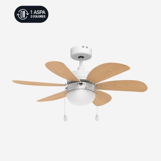 Universal Blue Geneva 6030W Ventilador de Techo con Luz y Aspas Reversibles 76cm 50W Blanco/Madera