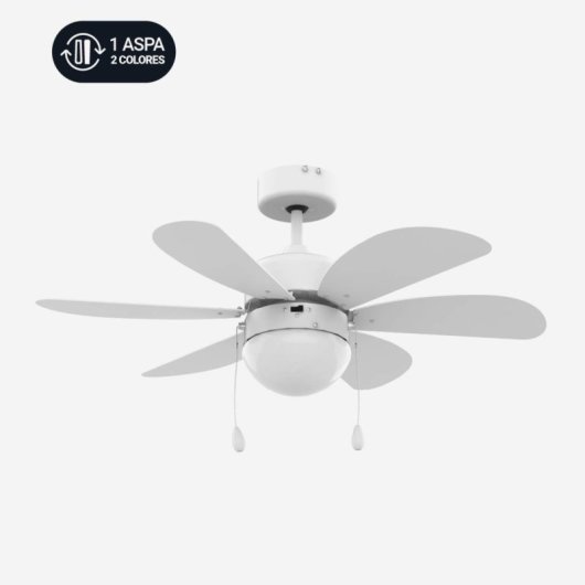 Universal Blue Geneva 6030W Ventilador de Techo con Luz y Aspas Reversibles 76cm 50W Blanco/Madera