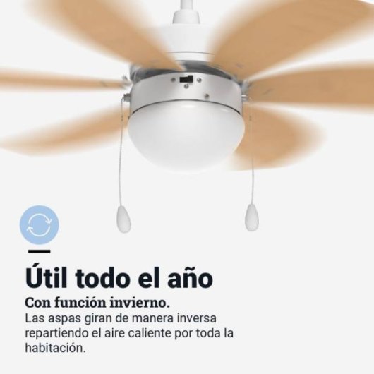Universal Blue Geneva 6030W Ventilador de Techo con Luz y Aspas Reversibles 76cm 50W Blanco/Madera