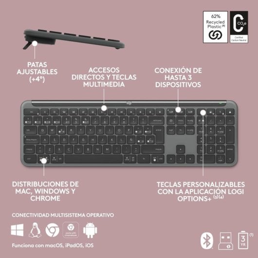 Logitech Signature Slim MK950 Tastiera e mouse wireless Combo Graphite