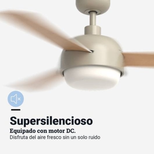 Universal Blue Vento 6048C Ventilador de Techo Silencioso con Luz LED y Mando a Distancia 35W Crema