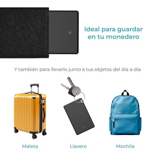 Ksix Cardtag Tarjeta Localizadora de Objetos, Works With Apple, Batería Recargable Inalámbrica Negra