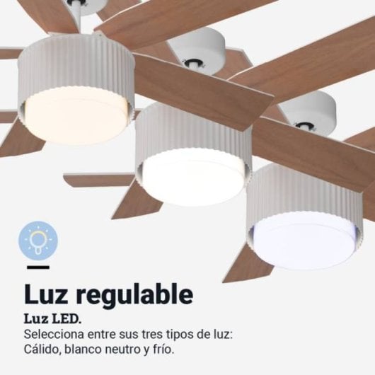Universal Blue Morget 6042W Ventoinha de Teto com Pás Reversíveis e Luz LED 27W Branca