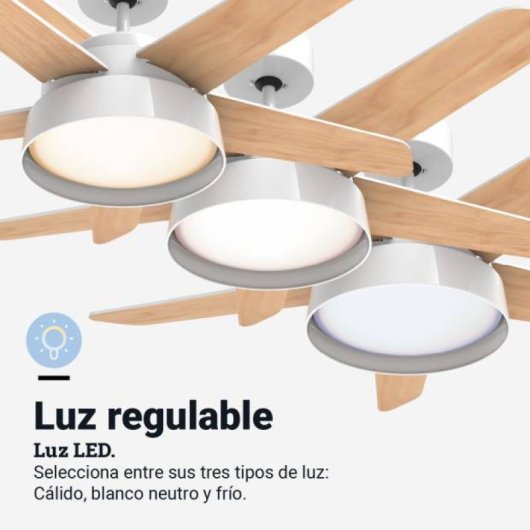 Universal Blue Narai 6042W Ventoinha de Teto com Pás Reversíveis e Luz LED 12W Branca
