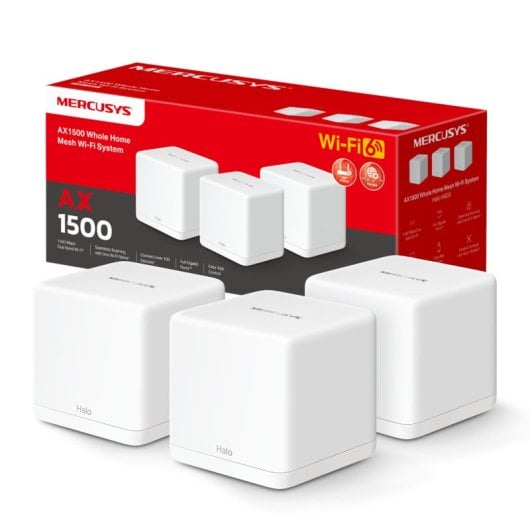 Mercusys Halo H60X (paquet de 3) WiFi Mesh AX1500 Système Wi-Fi 6 pour toute la maison, pack de 3