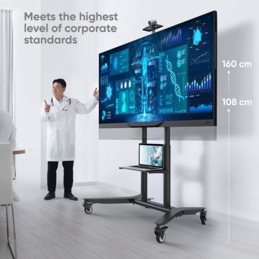 Support TV mobile Onkron pour écrans 55" - 90" jusqu'à 75 Kg - Hauteur réglable - Max 800x600 Vesa / Support TV universel Noir Ts1871-b