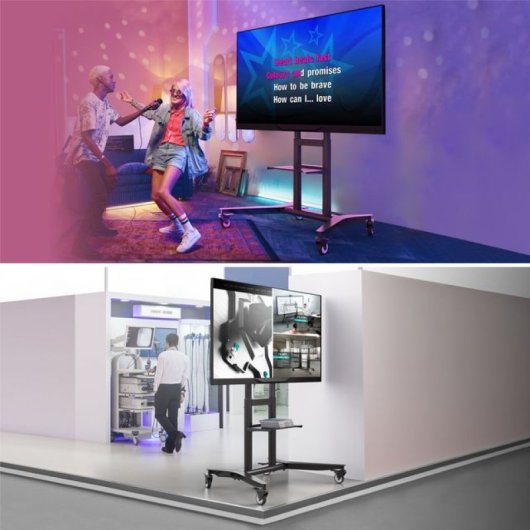 Support TV mobile Onkron pour écrans 55" - 90" jusqu'à 75 Kg - Hauteur réglable - Max 800x600 Vesa / Support TV universel Noir Ts1871-b