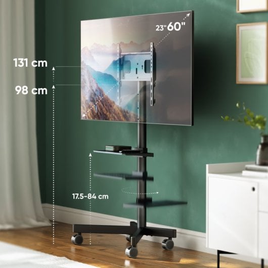 Onkron TS1137-B Soporte TV Ruedas para Pantallas de 23"-60" Hasta 40 Kg VESA 400x400 Negro