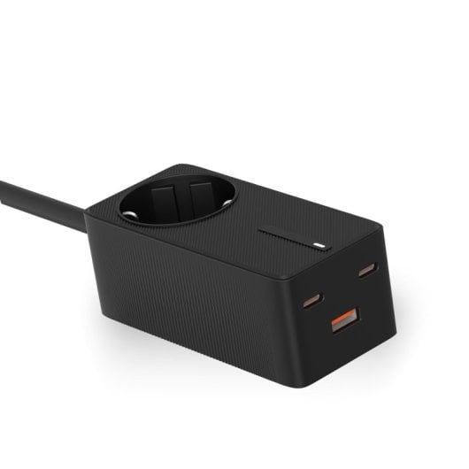 Striscia di ricarica ultra veloce Ksix Gan da 65 W, PPS, alimentazione, multiporta X4, cavo da 1,5 m, nero