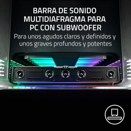 Barra audio Razer Leviathan V2 Pro per PC da gioco con subwoofer e tecnologia AI