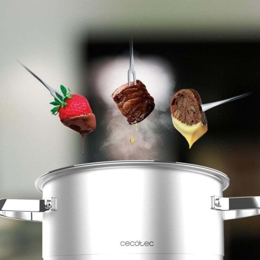 Cecotec Fondue Elétrico de Queijo, Chocolate e Óleo com 8 Garfos 1500W