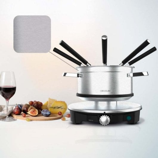 Cecotec Fondue Elétrico de Queijo, Chocolate e Óleo com 8 Garfos 1500W
