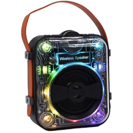 Klack Mecha RGB Coluna Bluetooth Portátil Transparente Preta