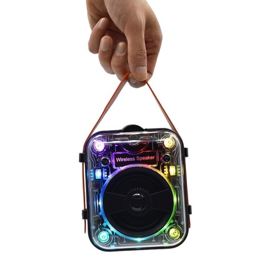Klack Mecha RGB Coluna Bluetooth Portátil Transparente Preta