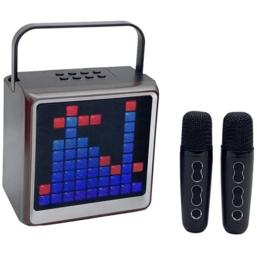 Klack Coluna Karaoke Bluetooth Portátil com Leds RGB Preta
