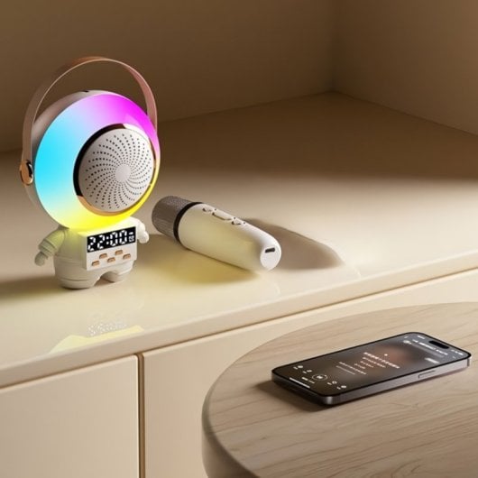 Klack Altavoz Karaoke con Forma de Astronauta y Doble Micrófono