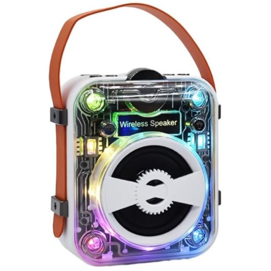 Klack Mecha RGB Coluna Bluetooth Portátil Transparente Branca