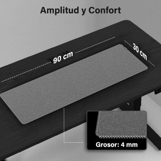 Tapis de souris Owlotech Extended Mat OW-MOP-FE900GR 90x30 cm 4 mm Gris