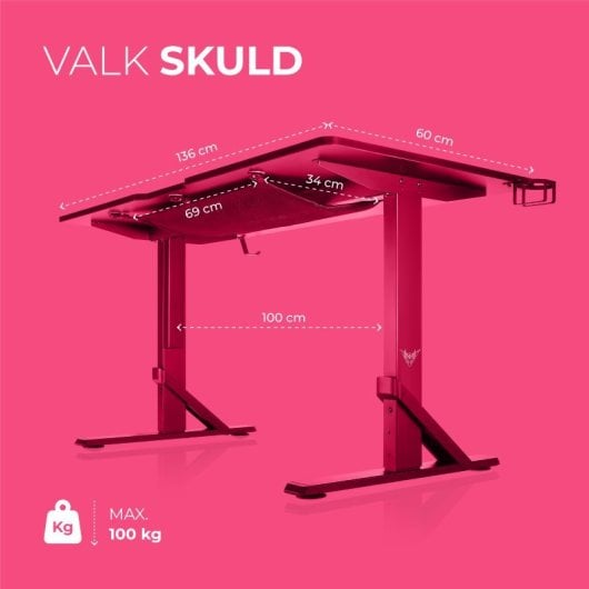 Valk Skuld Mesa de Escritorio Gaming 136x60cm Negra