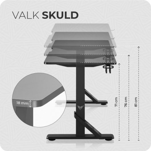 Valk Skuld Mesa de Escritorio Gaming 136x60cm Negra