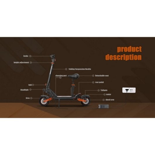 Kukirin G2 Max Patinete Eléctrico 10" 1000W Negro/Naranja
