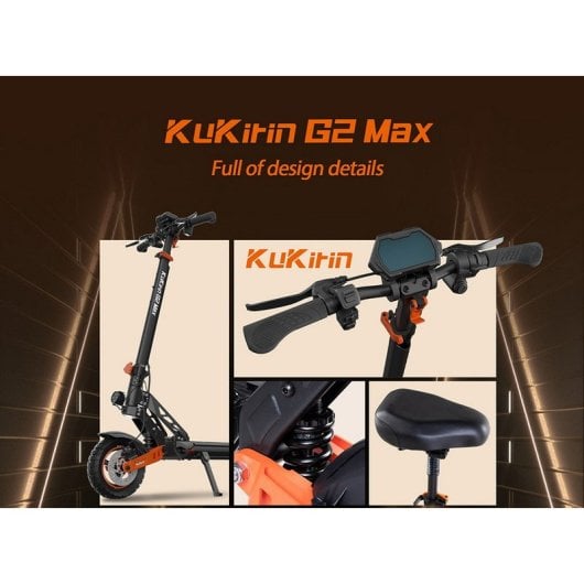 Kukirin G2 Max Patinete Eléctrico 10" 1000W Negro/Naranja