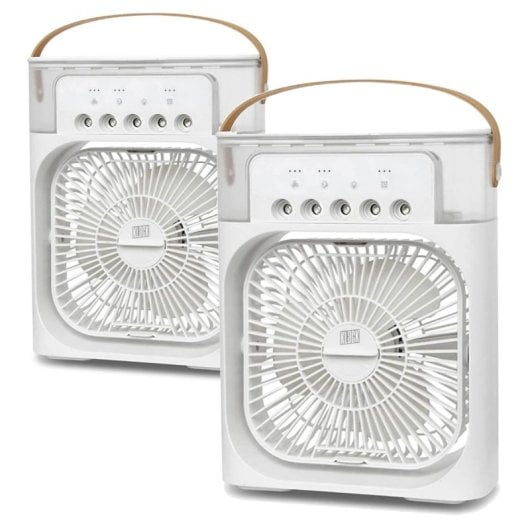 Klack Pack Mini Ventilador Portátil Enfriador de Aire 4 en 1 2x Blancos