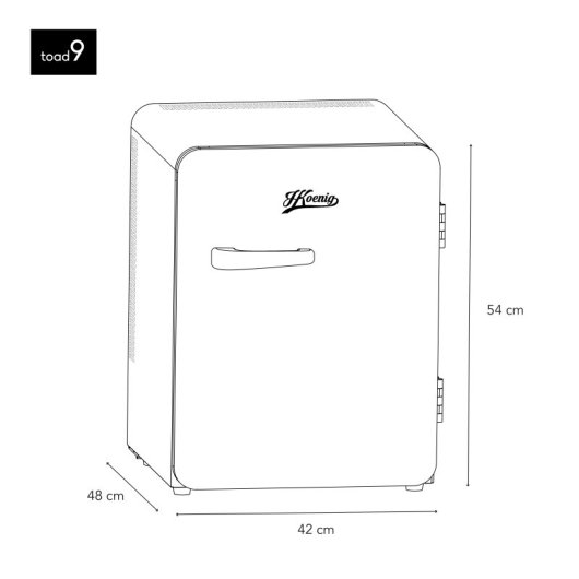H.koenig TOAD9 Mini Bar Vintage 31L Temperatura Regulável, 24 Db Preto