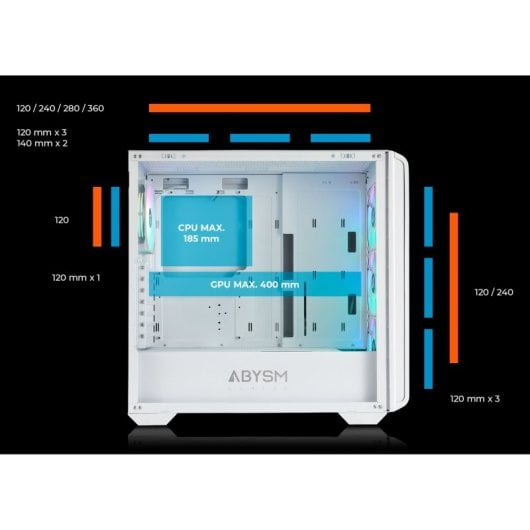 Abysm Gaming Danube Kamp BX300 Full Tower in vetro temperato USB-C bianco