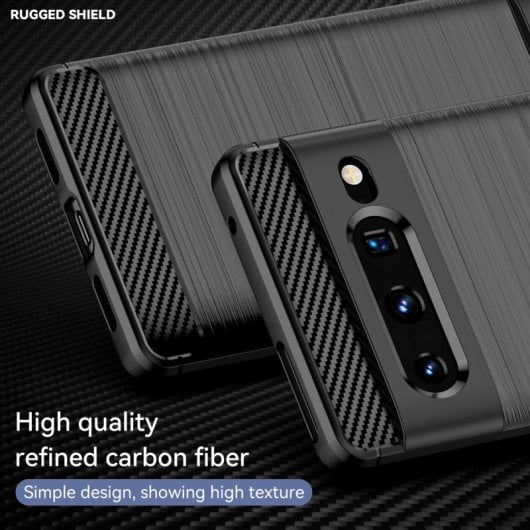 Custodia Max Power digitale in fibra di carbonio per Google Pixel 7 Pro in silicone nero antiurto