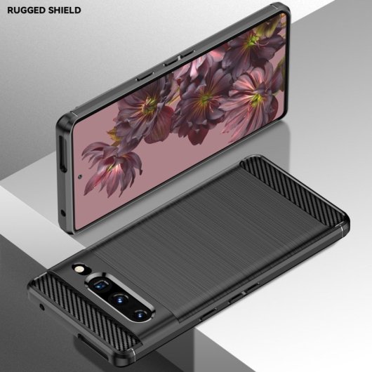 Custodia Max Power digitale in fibra di carbonio per Google Pixel 7 Pro in silicone nero antiurto