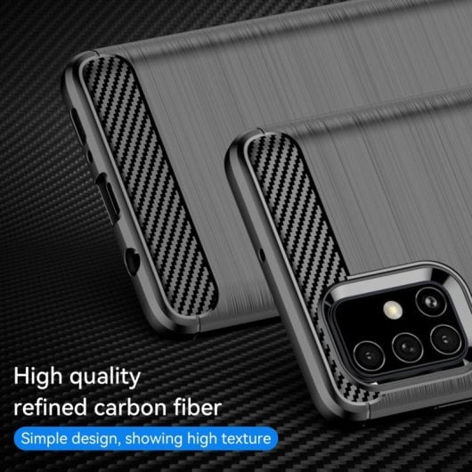 Capa Max Power Digital em Fibra de Carbono para Samsung Galaxy A71, Resistente ao Impacto, Silicone Preto