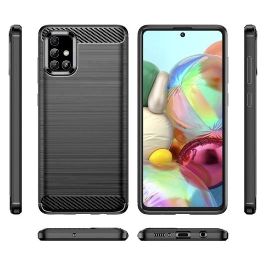 Capa Max Power Digital em Fibra de Carbono para Samsung Galaxy A71, Resistente ao Impacto, Silicone Preto