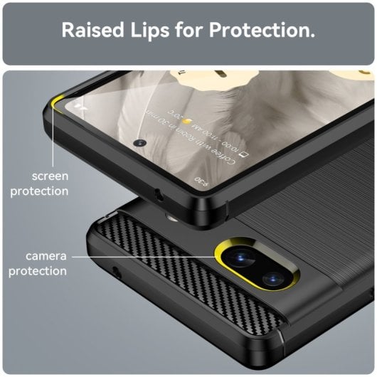 Max Power Digital Carbon Fiber Case für Google Pixel 7a, stoßfestes schwarzes Silikon