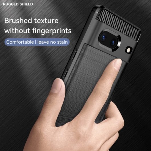 Custodia Max Power Digital in fibra di carbonio per telefono cellulare Google Pixel 7, silicone nero antiurto