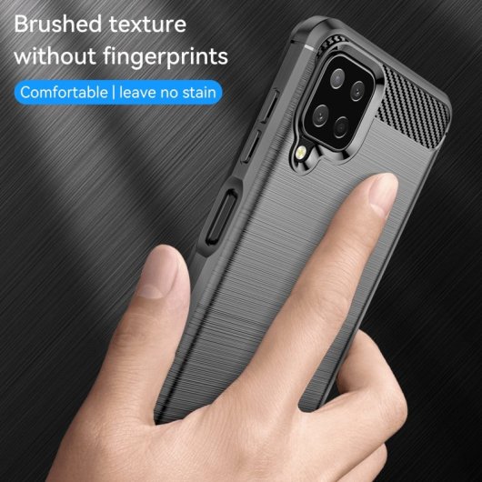 Capa Max Power Digital em Fibra de Carbono para Samsung Galaxy A12, Resistente ao Impacto, em Silicone Preto.