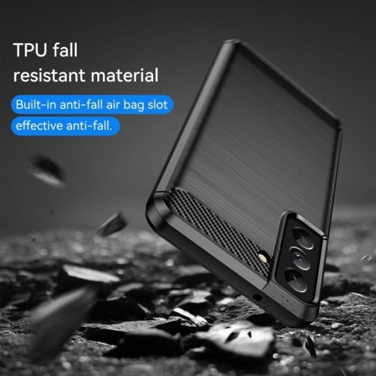 Custodia Max Power Digital in fibra di carbonio per telefono cellulare Samsung Galaxy S21 Fe, silicone nero antiurto