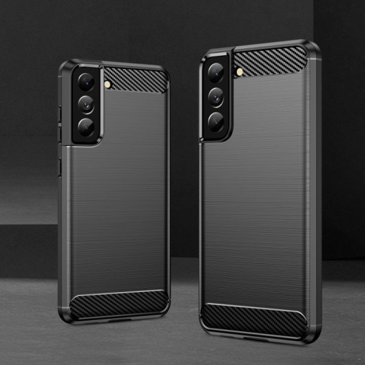 Custodia Max Power Digital in fibra di carbonio per telefono cellulare Samsung Galaxy S21 Fe, silicone nero antiurto
